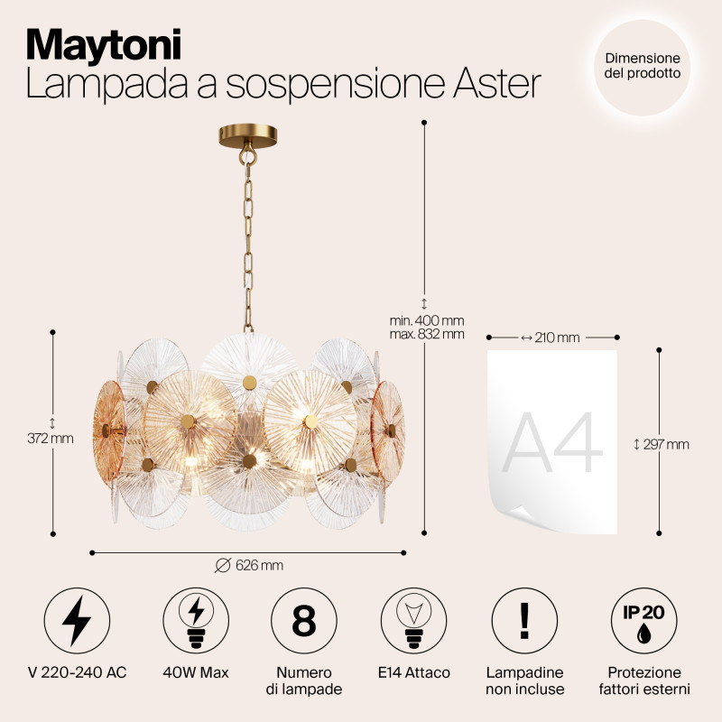 Подвесная люстра Maytoni MOD007PL-08G