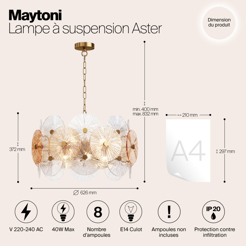 Подвесная люстра Maytoni MOD007PL-08G