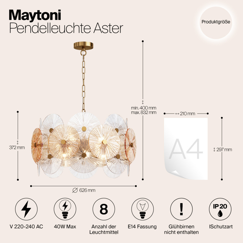 Подвесная люстра Maytoni MOD007PL-08G