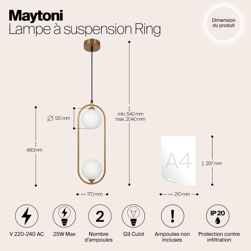 Подвесной светильник Maytoni MOD013PL-02BS1