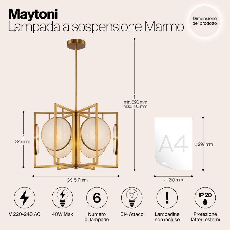 Люстра на штанге Maytoni MOD099PL-06G