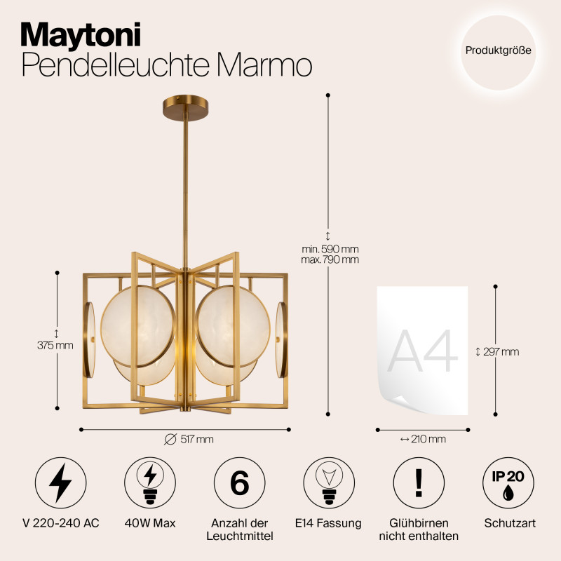 Люстра на штанге Maytoni MOD099PL-06G