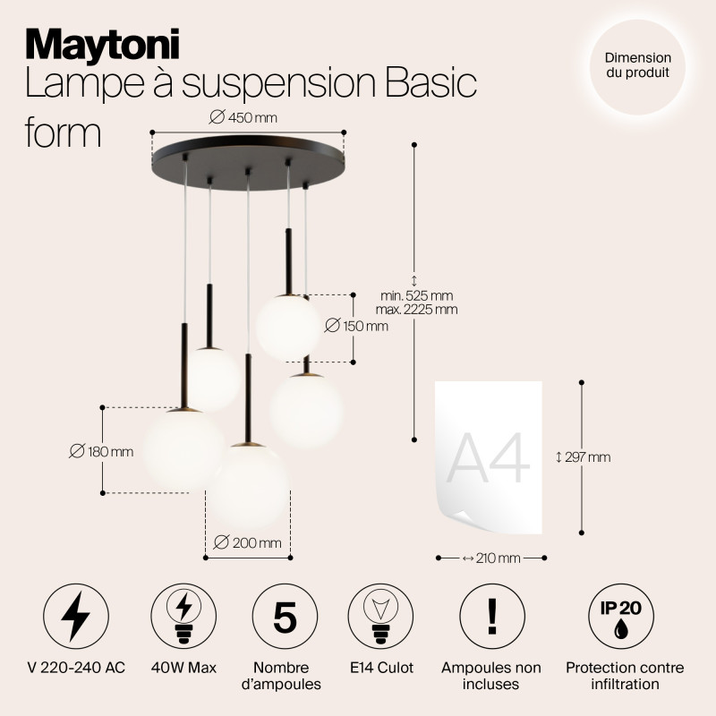 Люстра на штанге Maytoni MOD321PL-05B