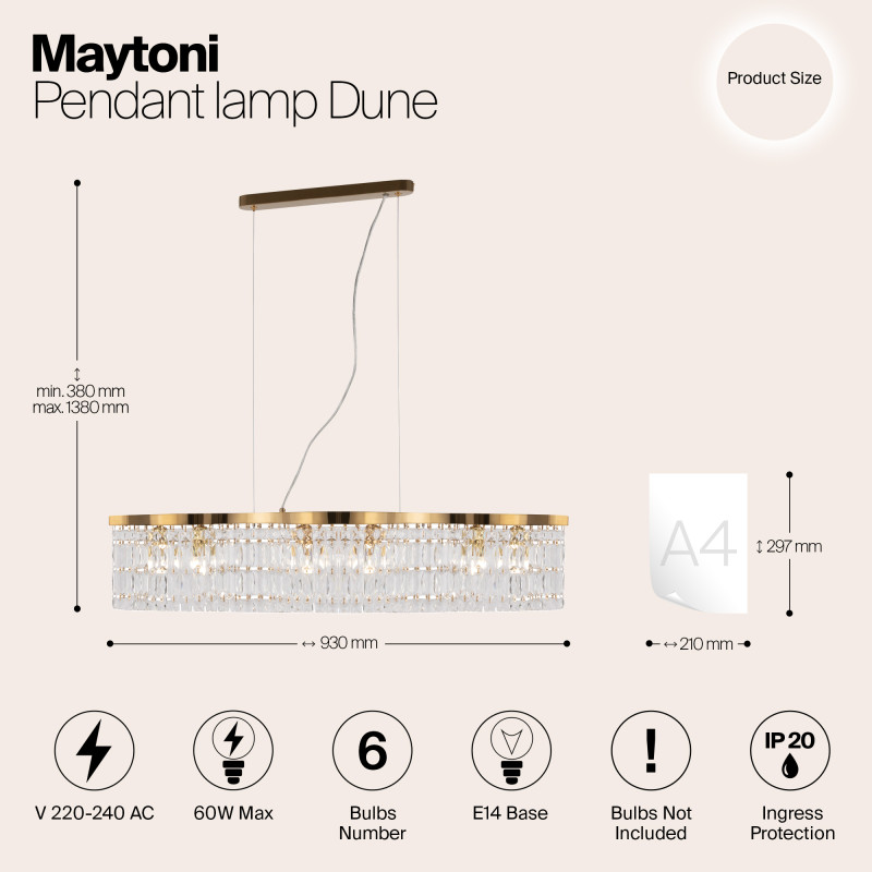 Подвесная люстра Maytoni DIA005PL-06G