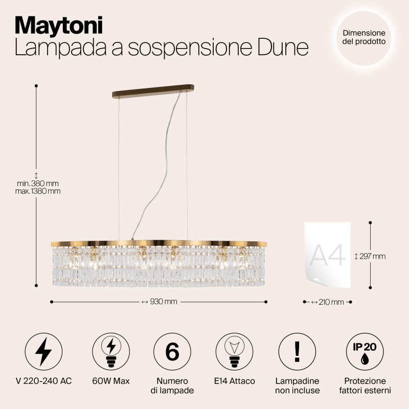 Подвесная люстра Maytoni DIA005PL-06G