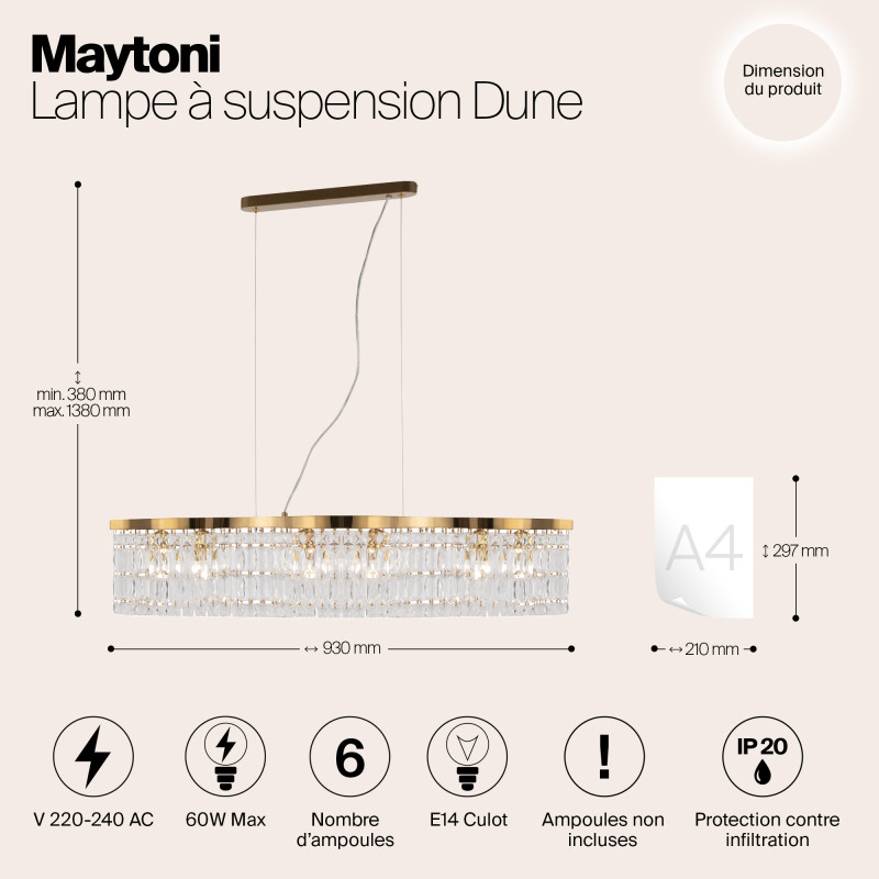 Подвесная люстра Maytoni DIA005PL-06G