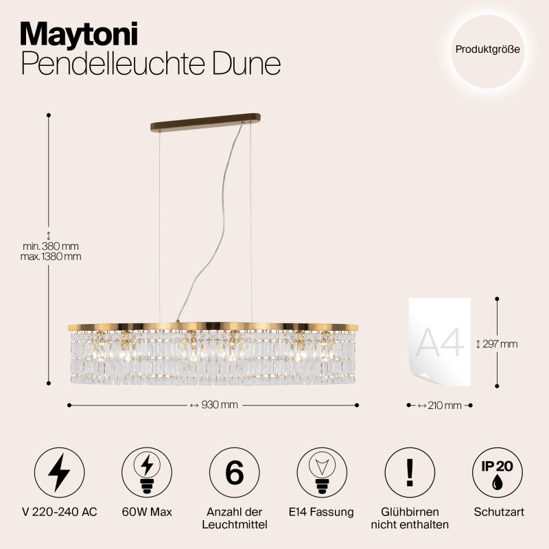 Подвесная люстра Maytoni DIA005PL-06G