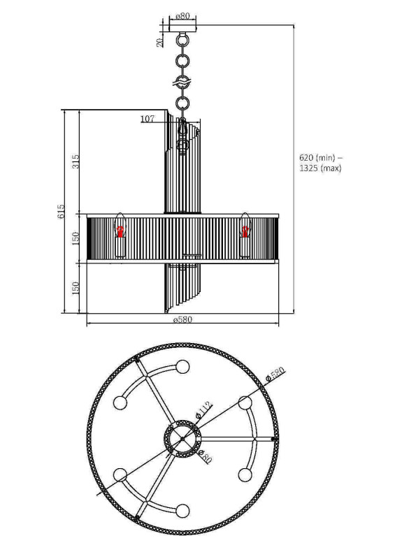 Подвесная люстра Maytoni MOD174PL-06G