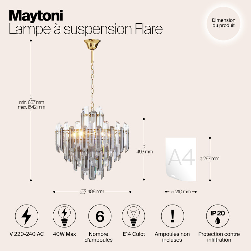 Каскадная люстра Maytoni DIA200PL-06G