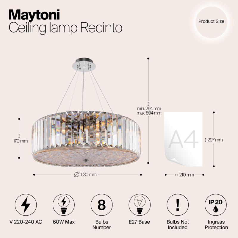 Подвесная люстра Maytoni MOD080CL-08CH