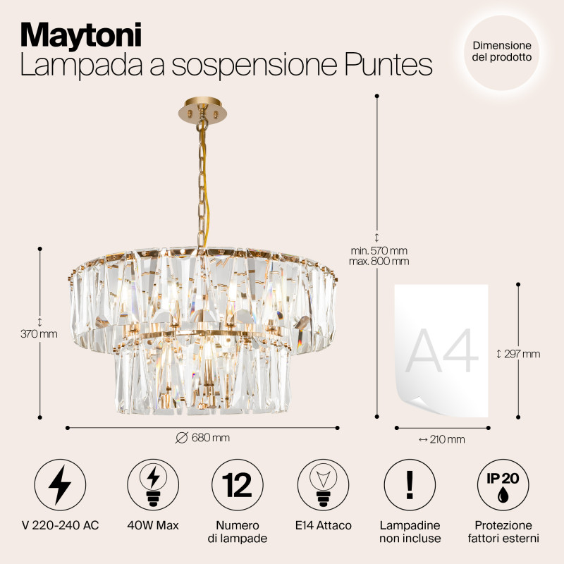 Каскадная люстра Maytoni MOD043PL-12G