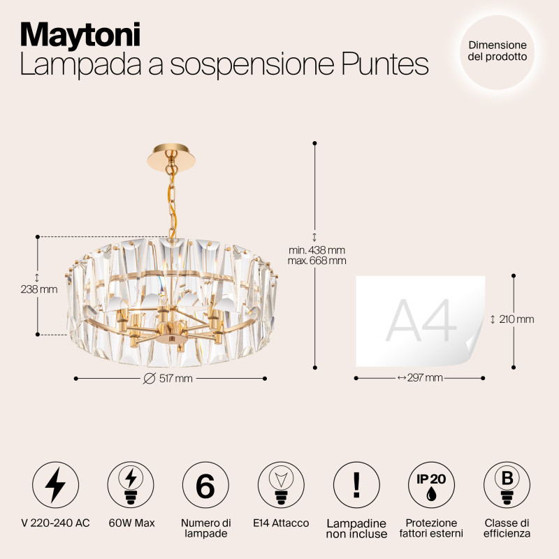 Подвесная люстра Maytoni MOD043PL-06G