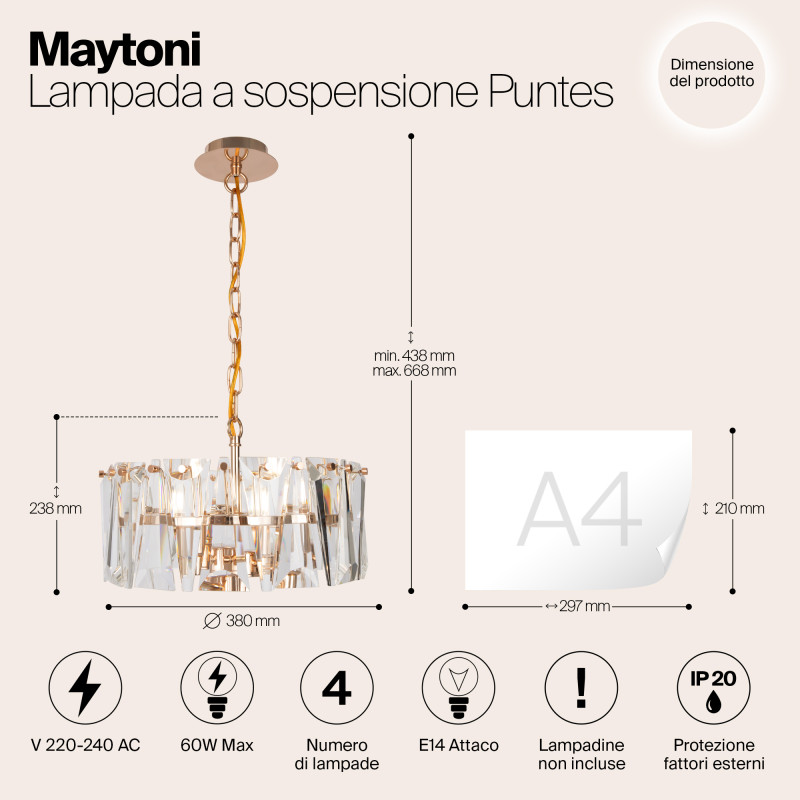 Подвесная люстра Maytoni MOD043PL-04G