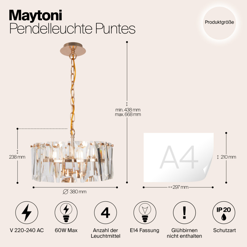 Подвесная люстра Maytoni MOD043PL-04G