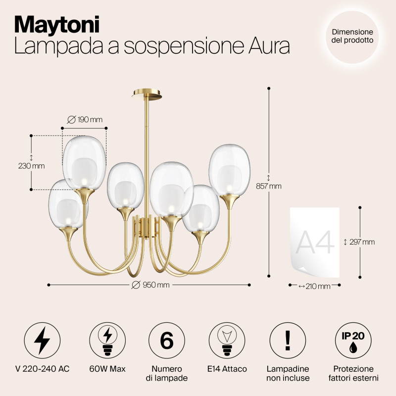 Люстра на штанге Maytoni MOD016PL-06BS