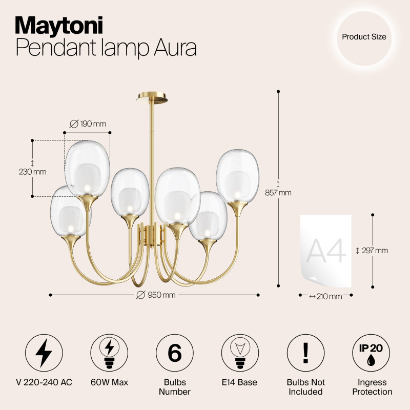 Люстра на штанге Maytoni MOD016PL-06BS