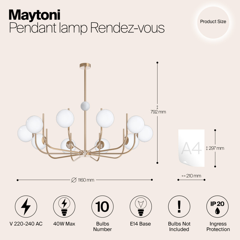 Люстра на штанге Maytoni MOD109PL-10BS