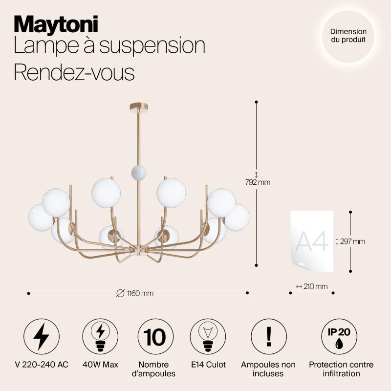 Люстра на штанге Maytoni MOD109PL-10BS