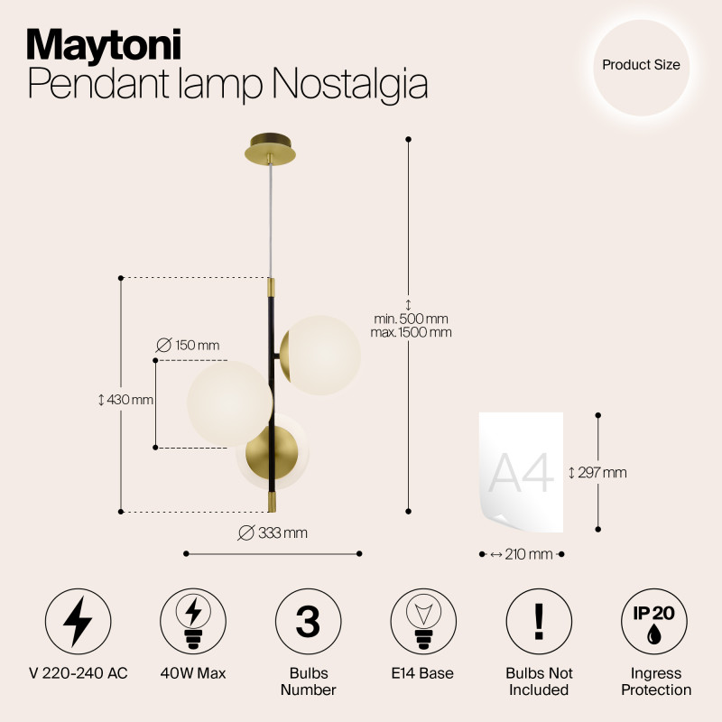 Подвесная люстра Maytoni MOD048PL-03G