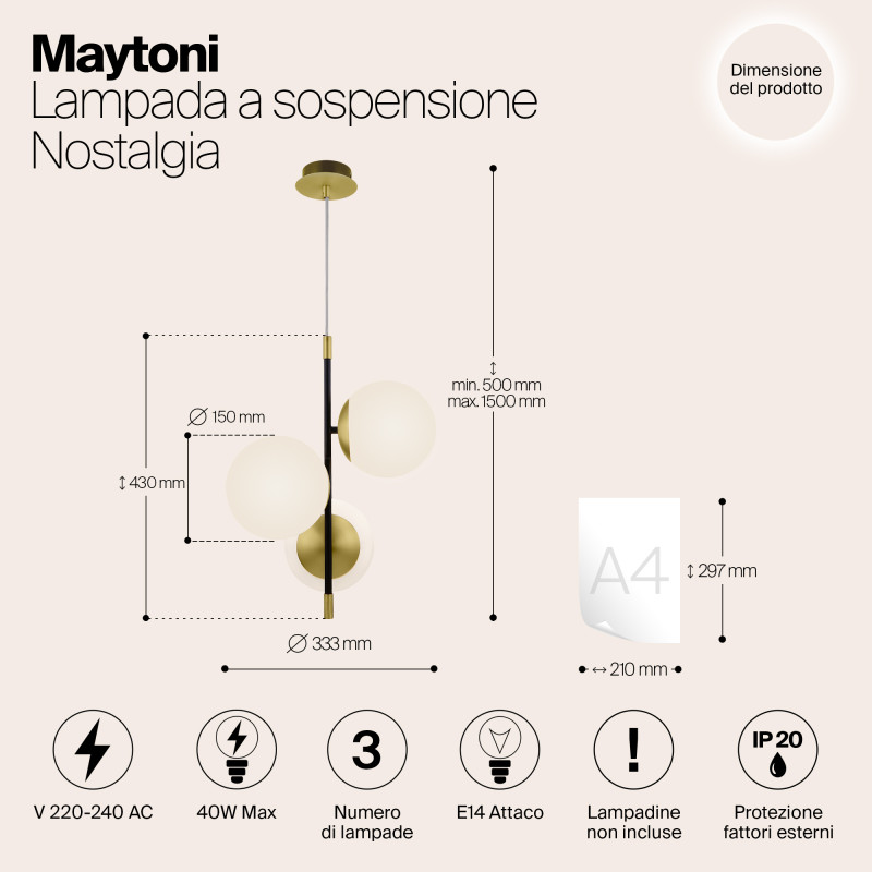 Подвесная люстра Maytoni MOD048PL-03G