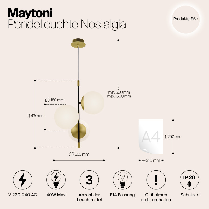 Подвесная люстра Maytoni MOD048PL-03G