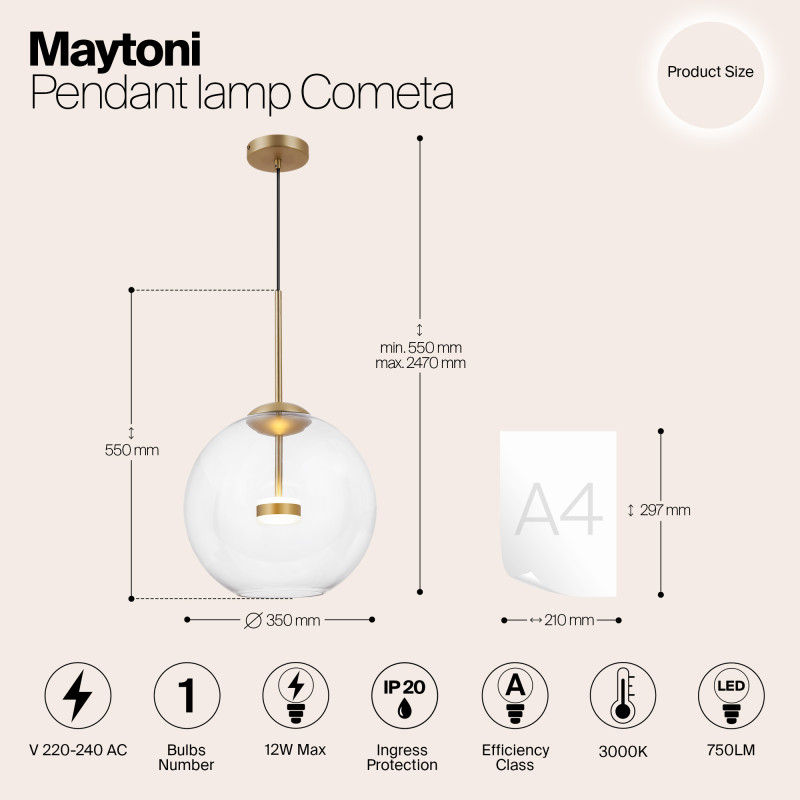 Подвесной светильник Maytoni MOD056PL-L12G3K