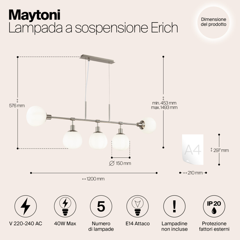 Подвесная люстра Maytoni MOD221-PL-05-N