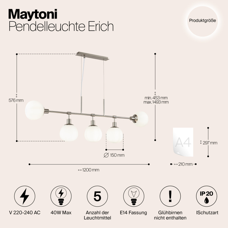 Подвесная люстра Maytoni MOD221-PL-05-N