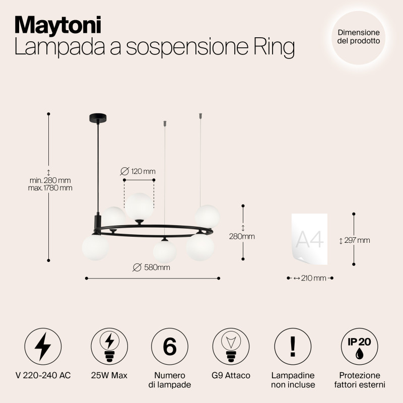 Подвесная люстра Maytoni MOD013PL-06B