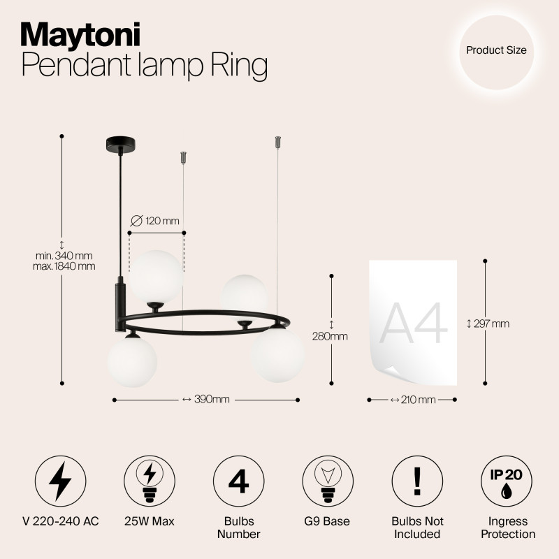 Подвесная люстра Maytoni MOD013PL-04B