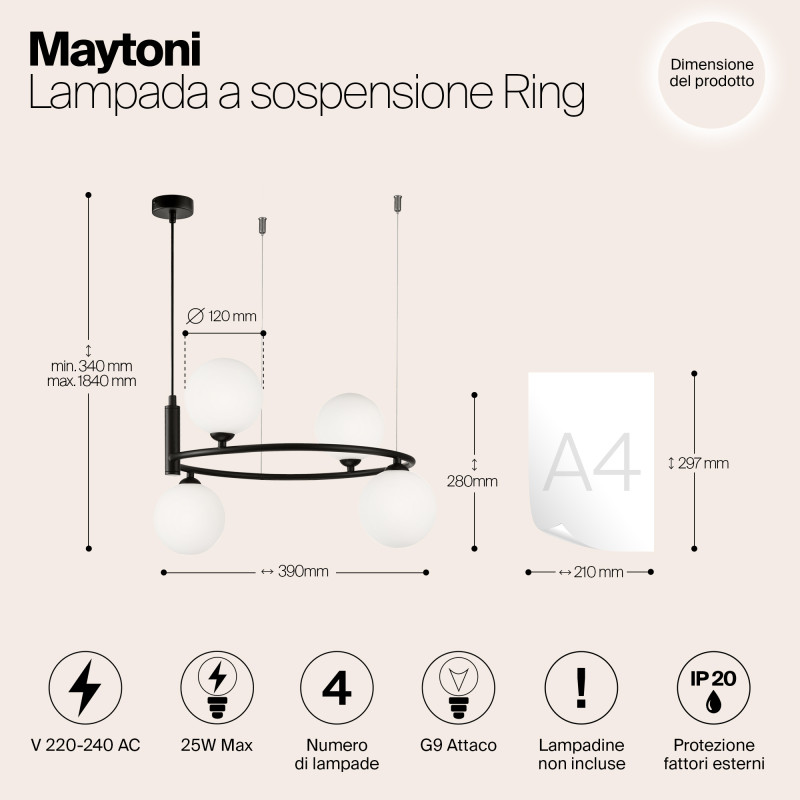 Подвесная люстра Maytoni MOD013PL-04B