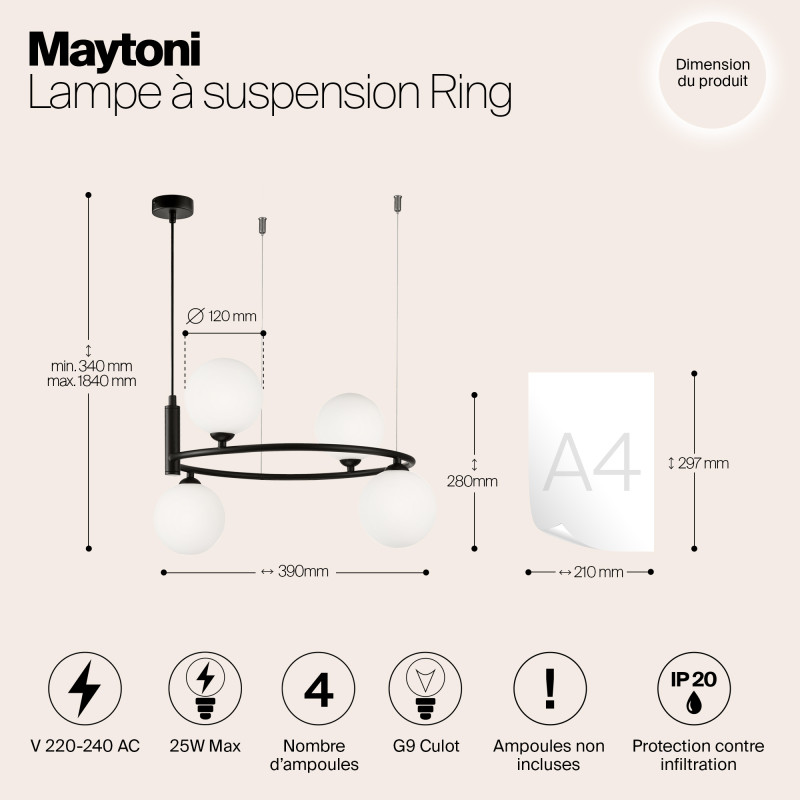 Подвесная люстра Maytoni MOD013PL-04B