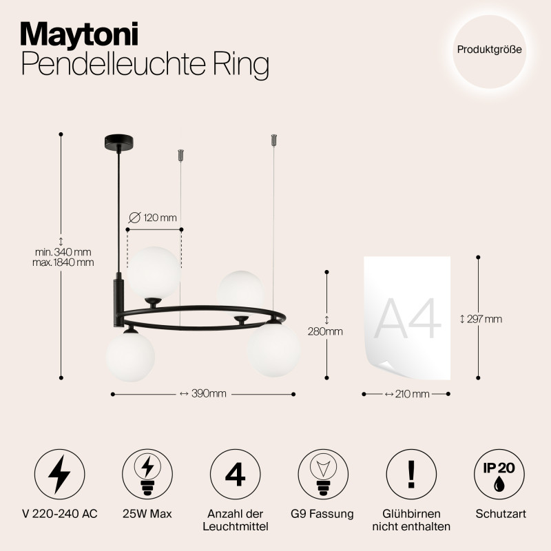 Подвесная люстра Maytoni MOD013PL-04B