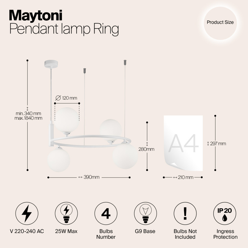 Подвесная люстра Maytoni MOD013PL-04W