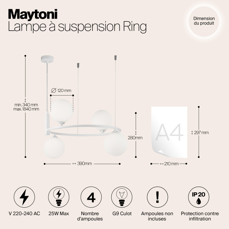 Подвесная люстра Maytoni MOD013PL-04W