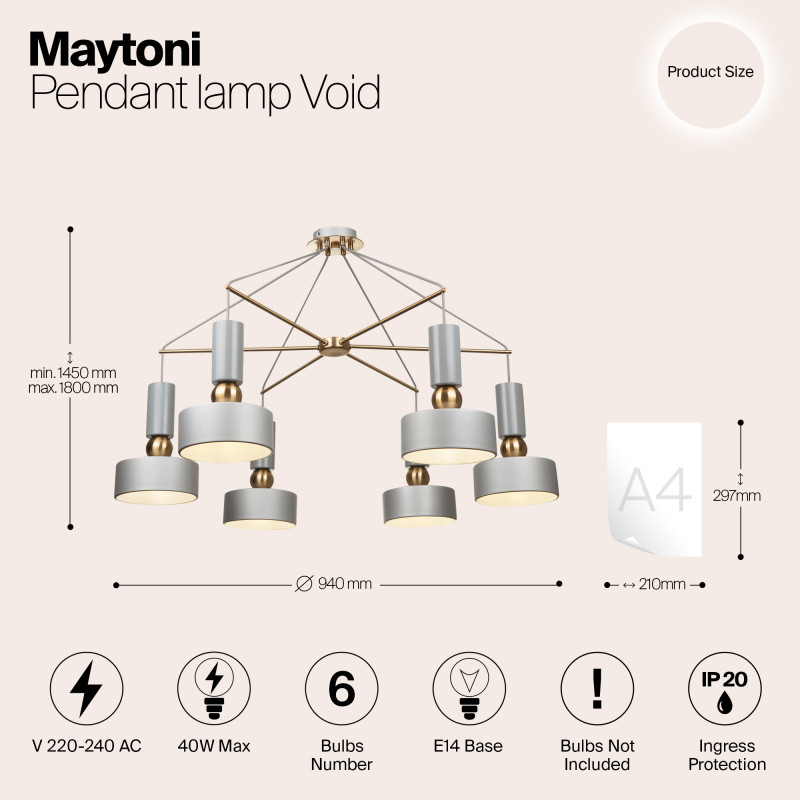 Накладная люстра Maytoni MOD030PL-06GR