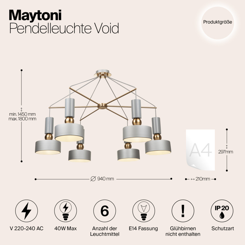 Накладная люстра Maytoni MOD030PL-06GR