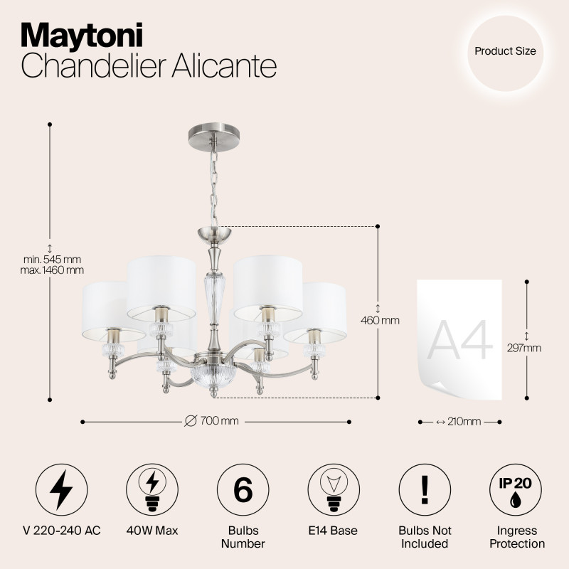 Подвесная люстра Maytoni MOD014CL-06N