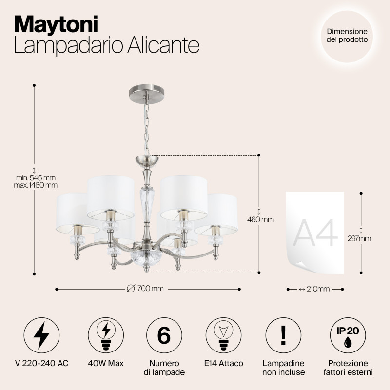 Подвесная люстра Maytoni MOD014CL-06N