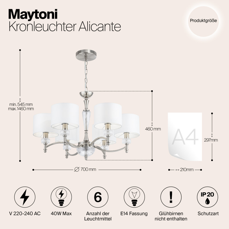 Подвесная люстра Maytoni MOD014CL-06N