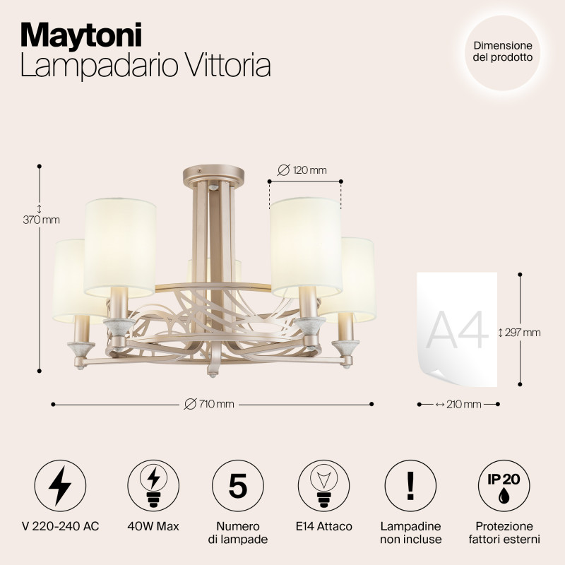 Люстра на штанге Maytoni H004CL-05BG