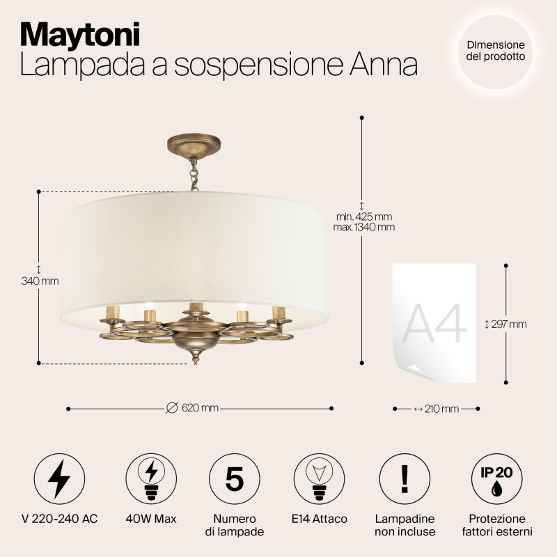 Подвесная люстра Maytoni H007PL-05G