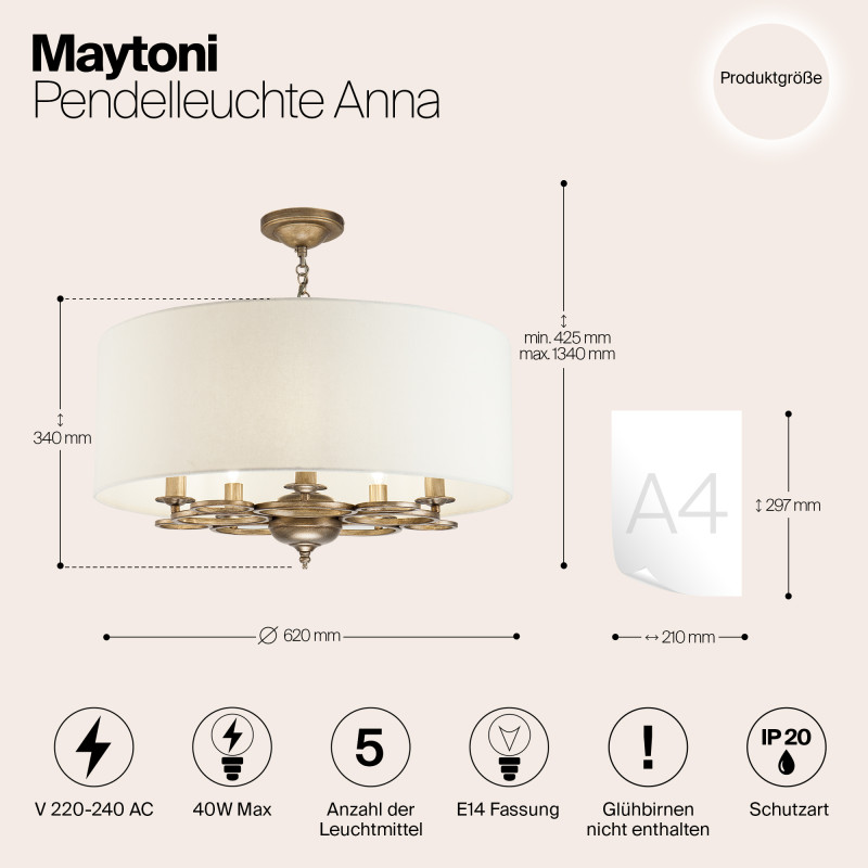 Подвесная люстра Maytoni H007PL-05G