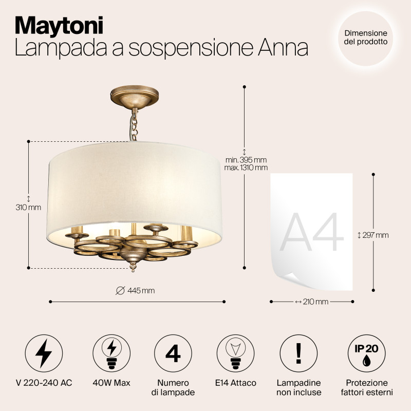 Подвесная люстра Maytoni H007PL-04G