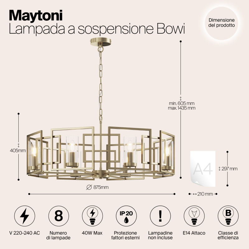 Подвесная люстра Maytoni H009PL-08G