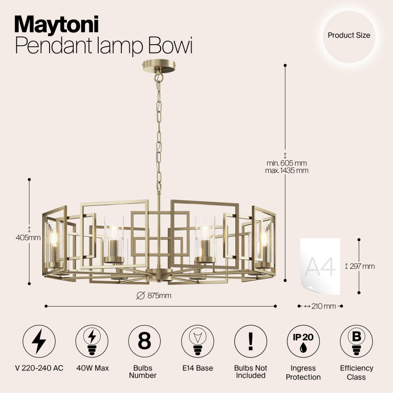 Подвесная люстра Maytoni H009PL-08G