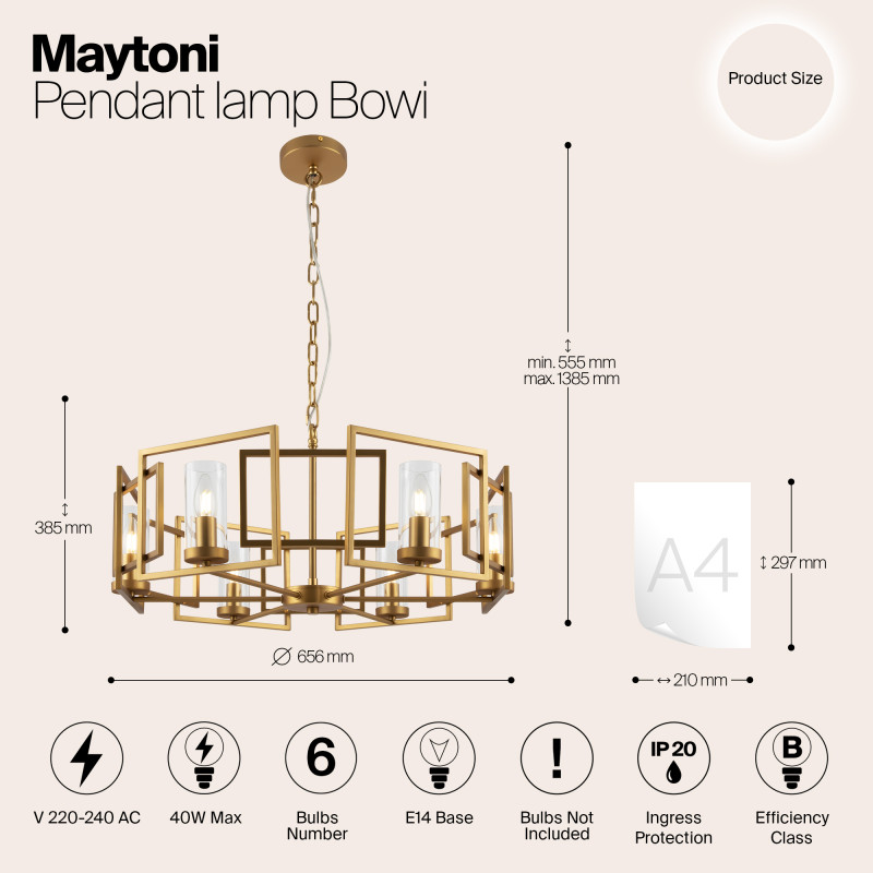 Подвесная люстра Maytoni H009PL-06G