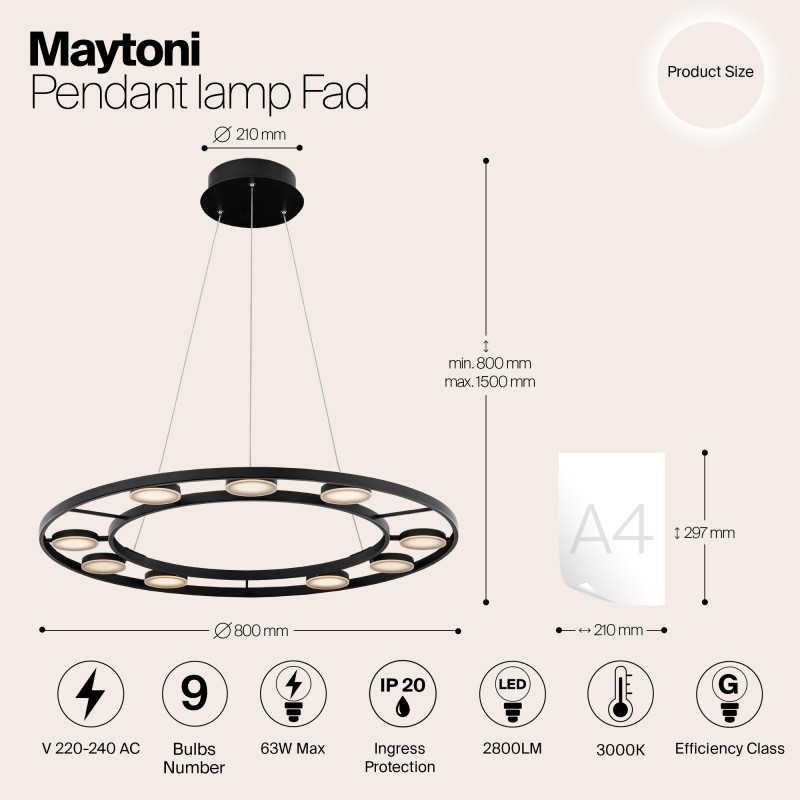 Подвесная люстра Maytoni MOD070PL-L63B3K