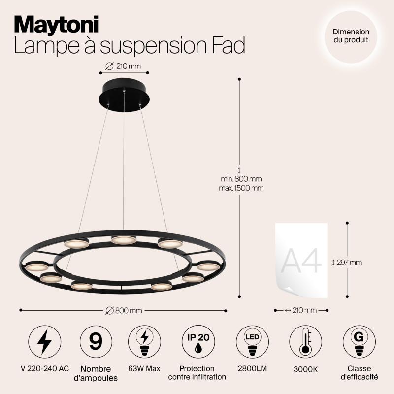 Подвесная люстра Maytoni MOD070PL-L63B3K