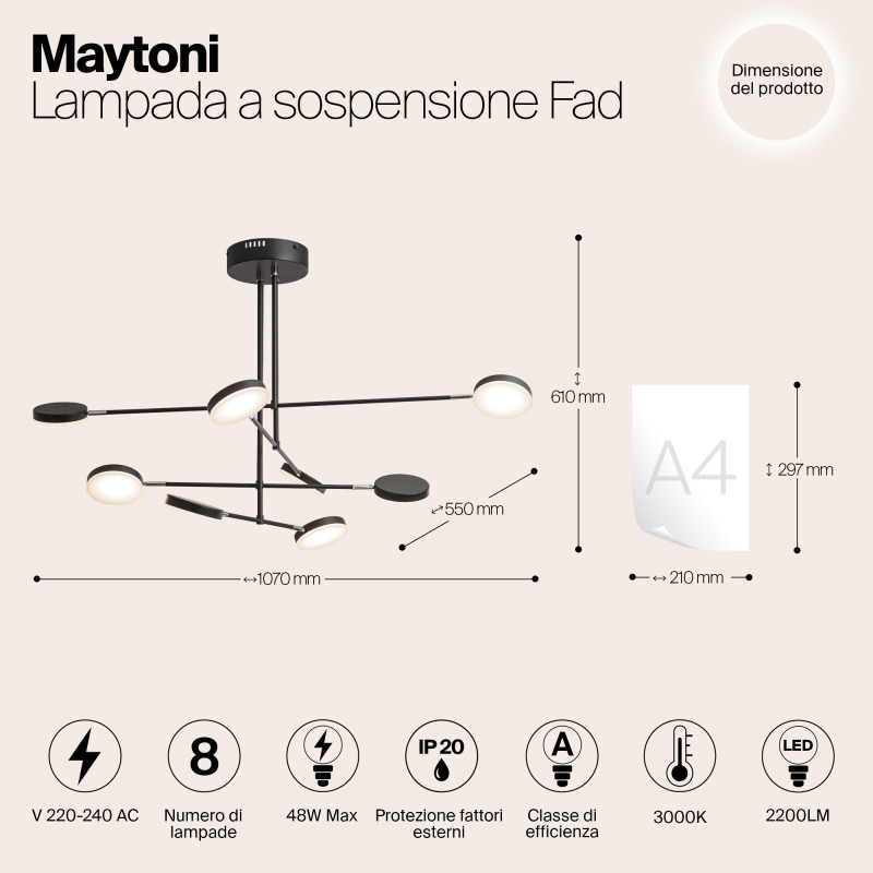 Люстра на штанге Maytoni MOD070PL-L48B3K